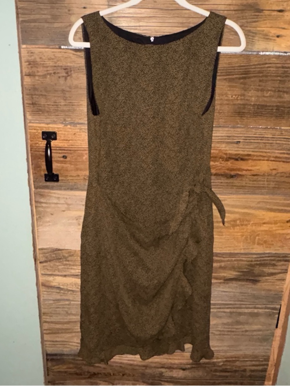 Sleeveless Tan Mini Cheetah Print Wrap-Detail Dress - Midi